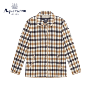 Aquascutum/雅格狮丹秋冬女士纯绵羊毛格纹风衣外套Q4850W0011