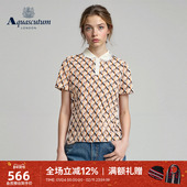 Aquascutum POLO 印花格纹翻领短袖 雅格狮丹春夏新品 纯棉时尚
