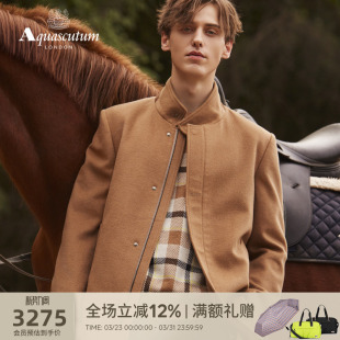 保暖休闲羊毛呢大衣外套Q4651EM011 修身 Aquascutum 雅格狮丹男式
