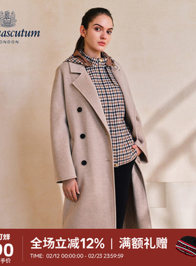 Aquascutum/雅格狮丹秋冬新品时尚双排扣毛呢大衣外套Q5001EL0A1