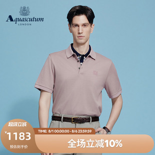 纯色短袖 Aquascutum 纯棉翻领POLO衫 雅格狮丹2025春夏新品 T恤 男士