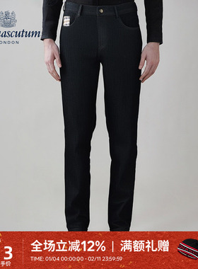 Aquascutum/雅格狮丹秋冬新品时尚男士休闲黑色牛仔裤Q5072EM011