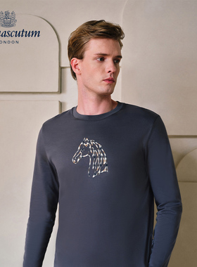 Aquascutum/雅格狮丹秋冬新品时尚男士纯棉休闲长袖T恤Q50D1EM011