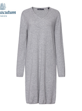 Aquascutum/雅格狮丹秋冬新品V领套头长款女保暖针织衫Q4667EL021