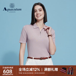 POLO衫 Aquascutum 半拉链短袖 女士简约时尚 雅格狮丹2025春夏新品