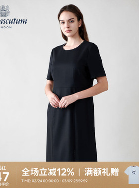 Aquascutum/雅格狮丹秋冬新品时尚女装修身开叉连衣裙Q5073EL011