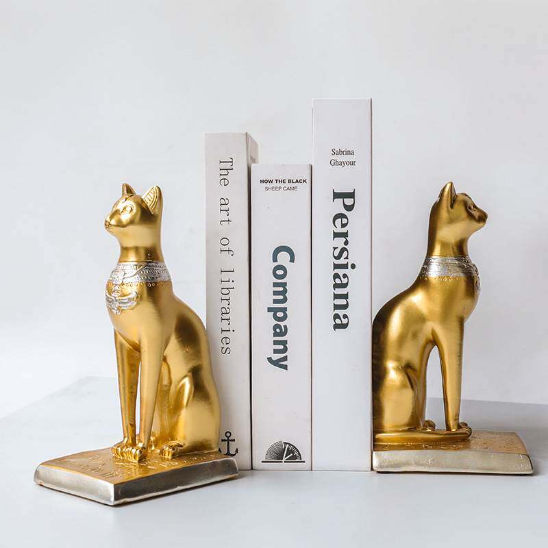 北欧轻奢网红古埃及猫金色时尚客厅玄关桌面树脂工艺品创意摆件