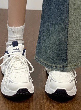 回力女鞋2025秋冬季新款小白鞋皮面加绒二棉老爹鞋百搭厚底运动鞋