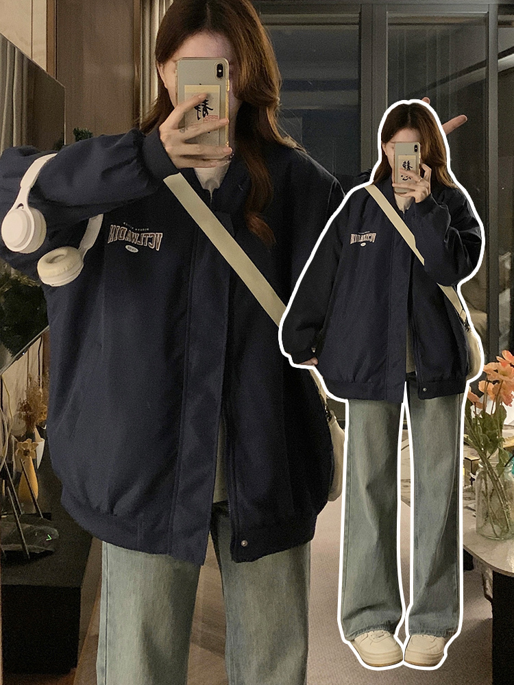 开春加厚羊羔毛绒棒球服外套女2025秋冬季新款情侣装百搭夹克棉衣