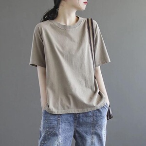 纯色短袖t恤2026年新款女上衣韩版夏季宽松潮ins短袖女装设计感