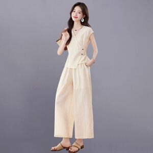 2026新款棉麻夏季阔腿裤两件套