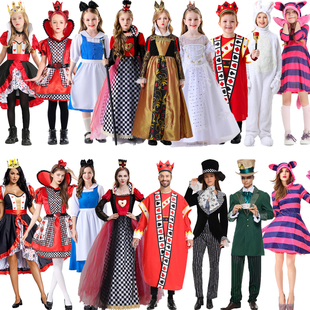 万圣节COS爱丽丝梦游仙境爱丽丝红皇后柴郡猫黑桃A亲子舞台演出服