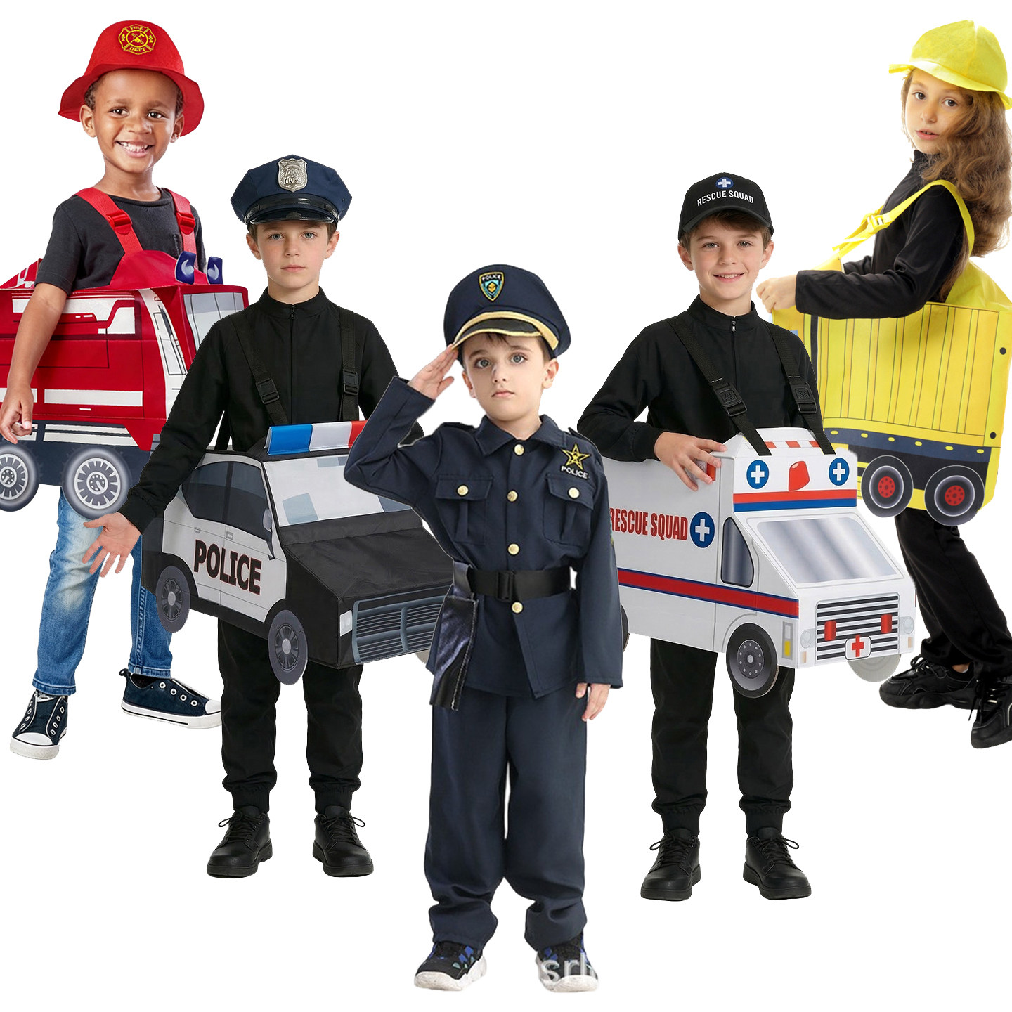 万圣节儿童消防员警车演出服