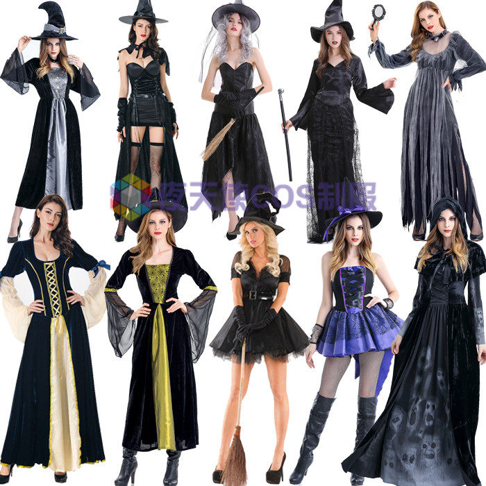 女成人cos服黑色恐怖巫婆服装
