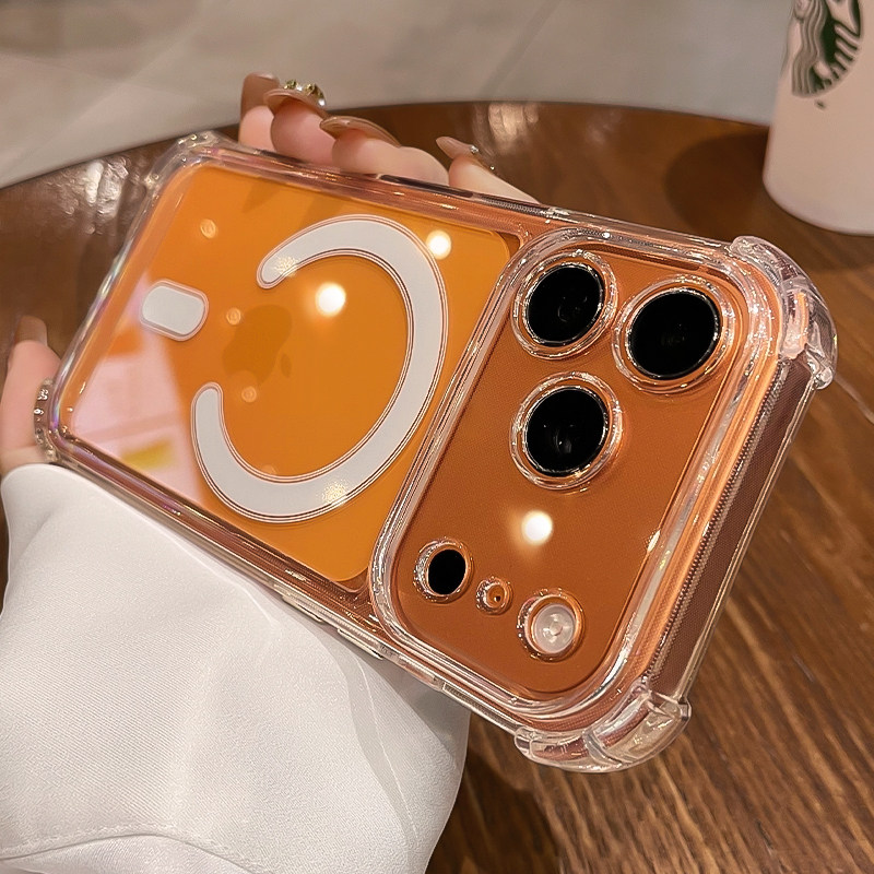 高级感适用苹果17Pro手机壳新款iPhone17promax带镜头膜16pm磁吸15pro四角气囊防摔套14plus透明13简约12男女