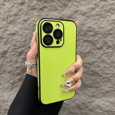 简约皮质自带镜头膜手机壳