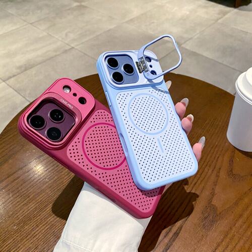 五金镜头支架镂空散热细圈磁吸适用苹果18promax手机壳iPhone17proAI按键全包16plus肤感PC硬15肤感百搭14