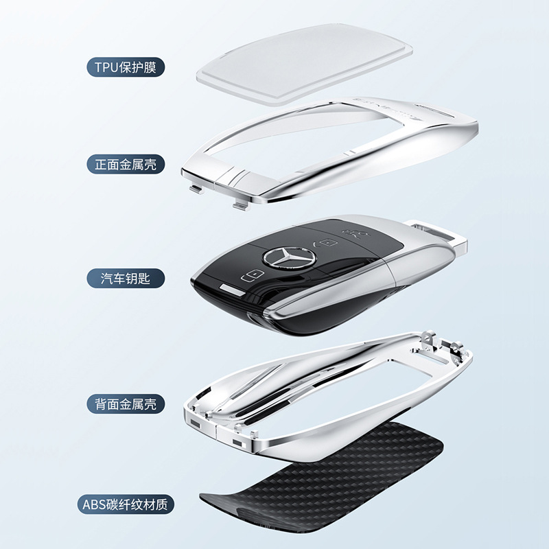 适用奔驰E级钥匙套E300l/C260L/GLC300L/A200L/GLE S级包保护壳扣
