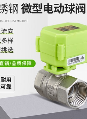 微型电动球阀 电动二通阀 不锈钢304 水控阀电动阀DC9-24V AC220V
