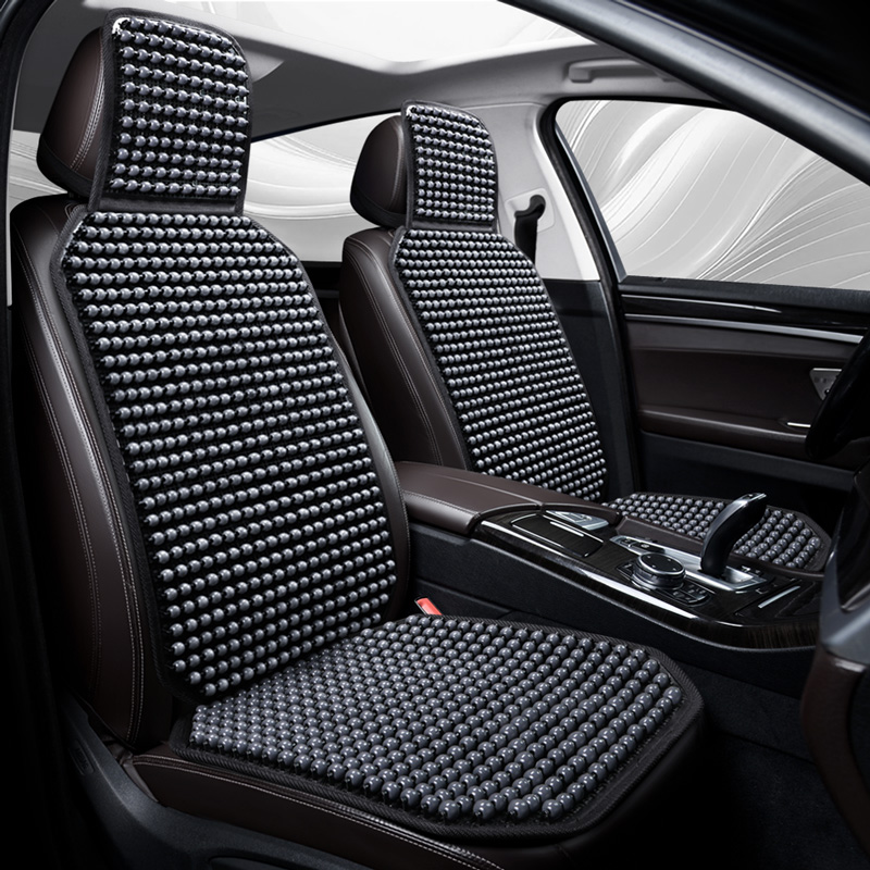 汽车坐垫三件套夏季凉垫木珠凉席透气前排单座办公室座椅单片座垫