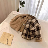 商场品质25冬新款 格子外套加绒毛呢男宝棉衣男童冬装 宝宝保暖上衣