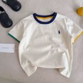 T恤男2025夏季 新款 小童潮牌上衣透气宝宝拼色半袖 儿童短袖 T女薄款