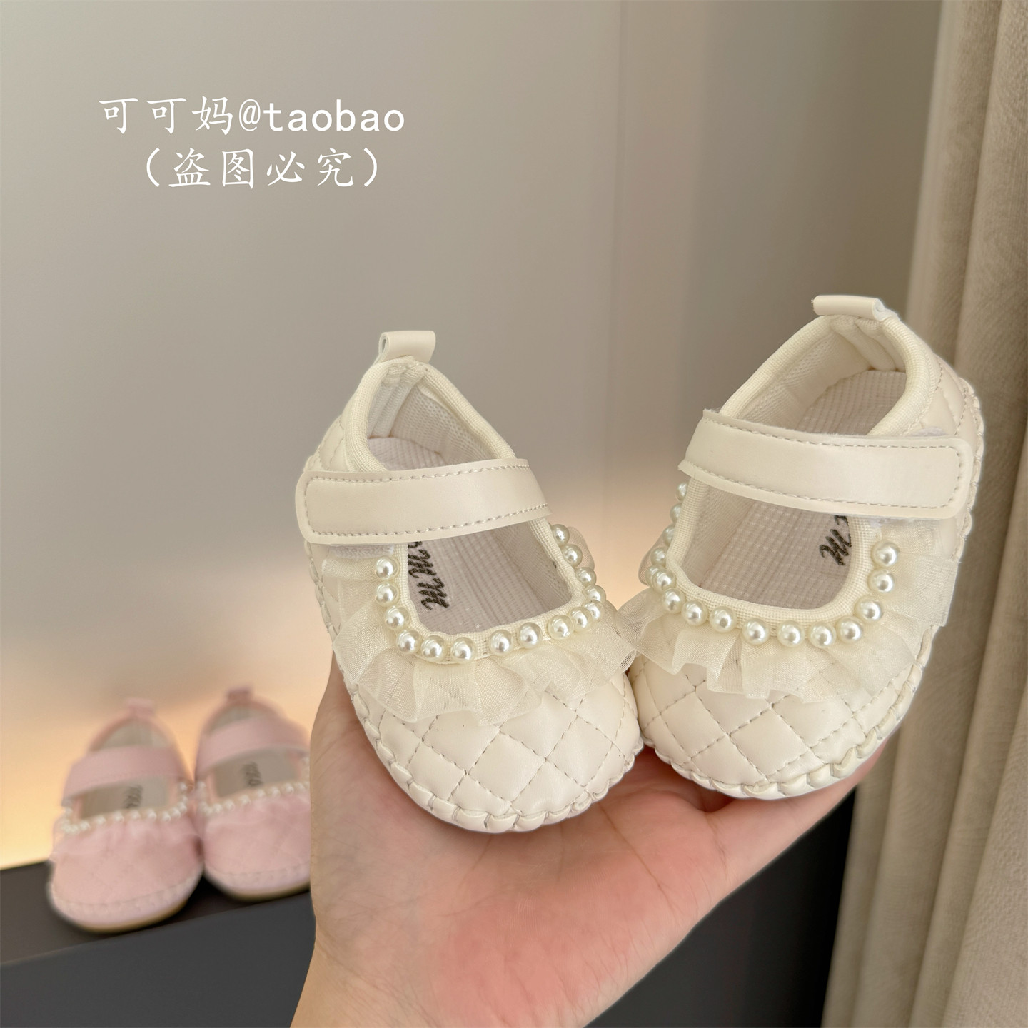 秋季婴儿宝宝蕾丝花边公主鞋0-1岁女宝宝柔软舒适透气不掉学步鞋