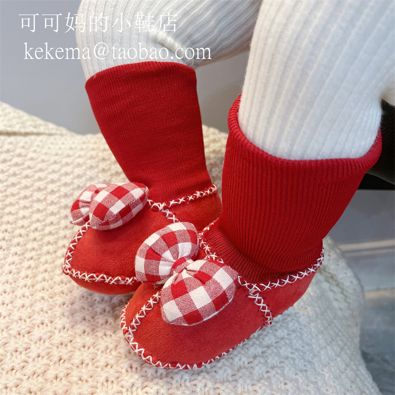 秋冬加绒女宝宝软底不掉保暖鞋