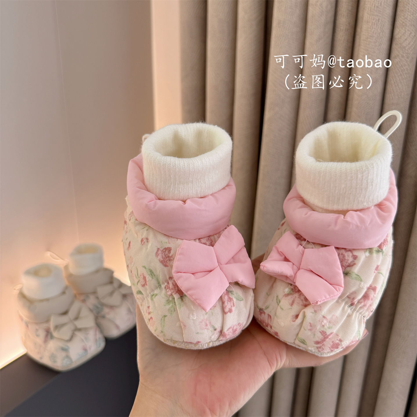 0-1岁婴儿棉鞋冬款小月龄女宝宝公主风软底鞋加绒保暖防掉跟鞋袜