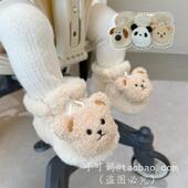 1岁男女宝宝卡通软底毛毛不掉鞋 婴儿鞋 步前鞋 软底防滑冬季 新款