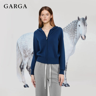 开衫 连帽卫衣女休闲短款 外套秋 蓝色针织衫 许我耀眼赵露思许妍同款