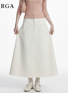 GARGA白色A字牛仔半身裙女2026春新款宽松高腰显瘦长裙高级感裙子