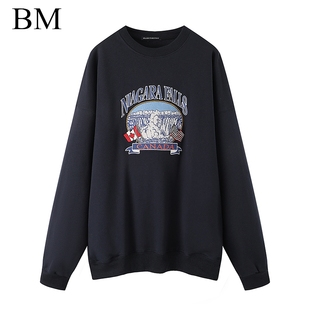 瀑布刺绣圆领宽松上衣新款 肯豆ins同款 bm卫衣 Girl美式 Brandy