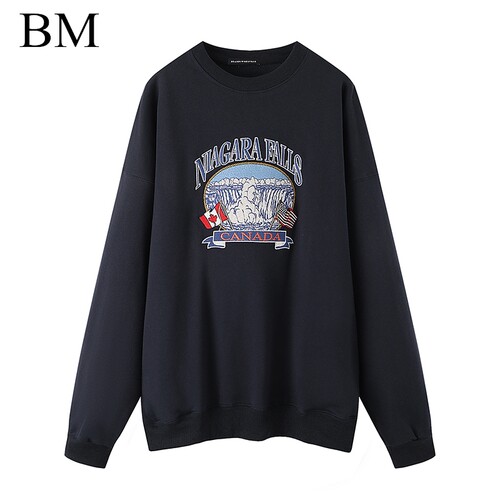 BM瀑布刺绣宽松圆领卫衣