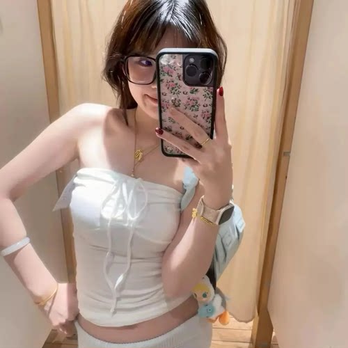 Brandy bm新款美式辣妹抹胸系带吊带修身露肩显瘦内搭上衣女