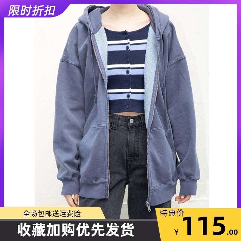 拉链上衣bmbm印花连帽卫衣宽松