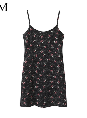 Brandy Girl夏装新款樱桃印花百搭吊带连衣裙bm打底裙女