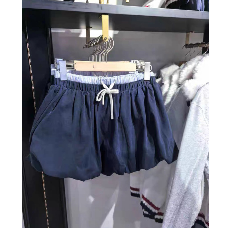 Brandy bm新款藏蓝色松紧腰花苞短裤女系带休闲裤藏蓝色拼接,女装/女士精品,休闲裤,淘宝优惠券,粉丝福利购,淘宝优惠卷