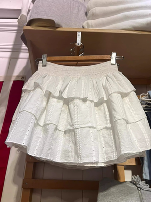 Brandy Girl新款刺绣蛋糕裙 bm半身裙女春夏松紧腰遮肉A字短裙