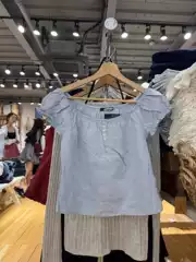 Brandy Girl New Style Bm Pure Cotton Puff Sleeve Button Short-Sleeve T-Shirt Versatile Base Shirt Top for Women