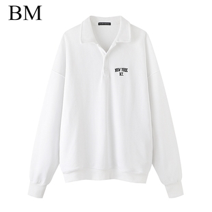 Brandy YORK刺绣宽松polo翻领上衣 Girl官网bm卫衣字母NEW