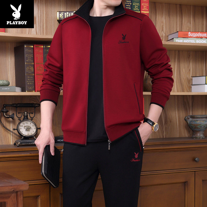 플레이보이 중노년 스포츠 정장 남성 패션 운동복 고급 스웨트 셔츠 브랜드 아버지 아버지 공식