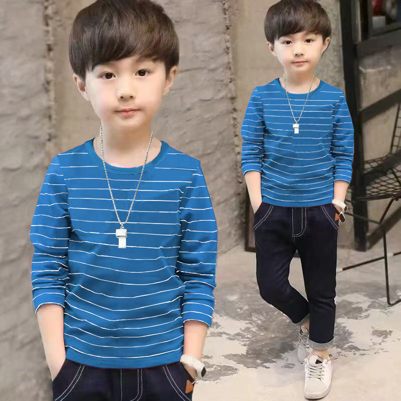 纯棉童装男童长袖T恤春秋春秋新款中大童条纹薄款圆领儿童打底衫,童装/婴儿装/亲子装,T恤,淘宝优惠券,粉丝福利购,淘宝优惠卷