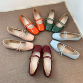 复古漆皮玛丽珍鞋 女 气质方头一字扣平底单鞋 专贵撤柜品质 42码