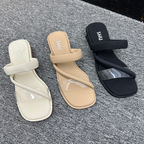 夏季时尚简约原单粗跟轻便一字拖