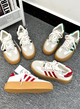 【经典返场】出K外贸时尚休闲圆头拼色舒适透气系带厚底德训鞋女