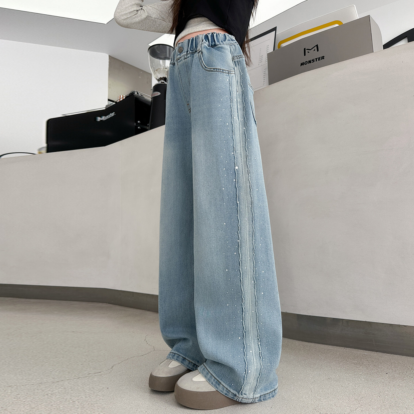 女童裤子春装洋气童装长裤儿童好看牛仔裤春秋外穿大童浅色直筒裤,童装/婴儿装/亲子装,裤子,淘宝优惠券,粉丝福利购,淘宝优惠卷