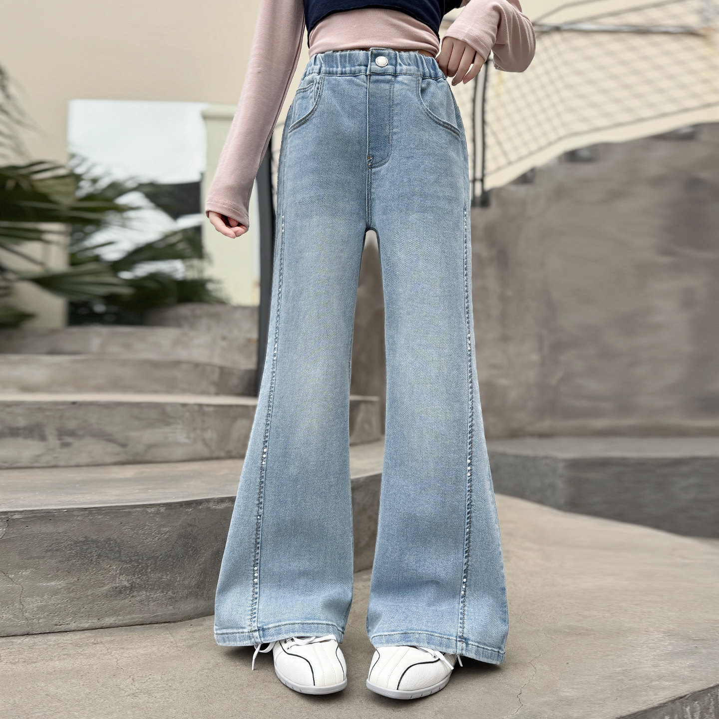 女童裤子春2025新款洋气儿童弹力喇叭裤春秋女大童网红微喇牛仔裤,童装/婴儿装/亲子装,裤子,淘宝优惠券,粉丝福利购,淘宝优惠卷