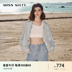 Miss Sixty2024春季新款牛仔衬衫女含天丝翻领美式复古长袖单排扣