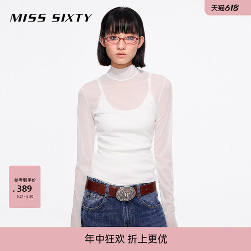 MissSixty半高领性感网纱T恤